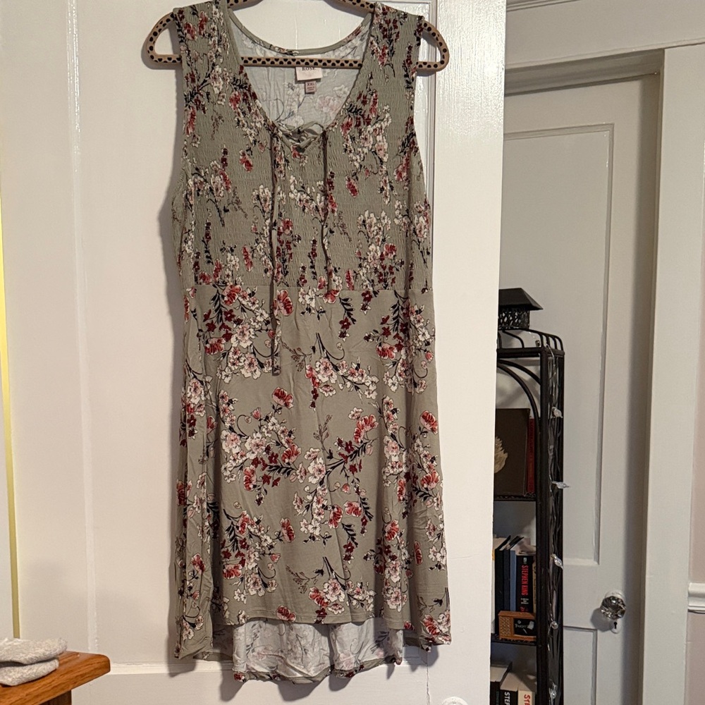 Knox Rose Floral Mini Dress - Olive and Red